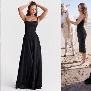 House of CB ANABELLA Black Lace Up Maxi Dress Size M Regular Cup